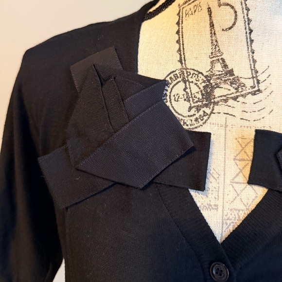 MOSCHINO Black Knit Cropped Button Up Sweater Crop Sleeve Size Large Authentic - Picture 8 of 13